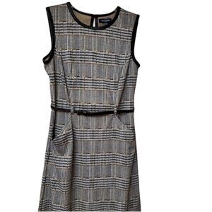 Max Edition NWT Black Gray Houndstooth Plaid Dress Small Career